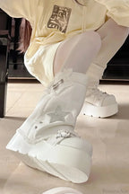 Sweet Lolita Canvas Y2K High-Heeled Gothic Boot

Modified Title: Charming Lolita Fabric 2000s Tall Gothic Boot