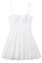 Swingy Sweetheart Floral Openwork Fit & Flare Summer Mini Sundress - White