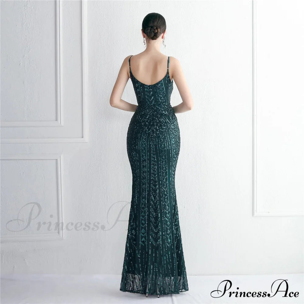 Taisia Formal Stylish Sequin Scroll Dress