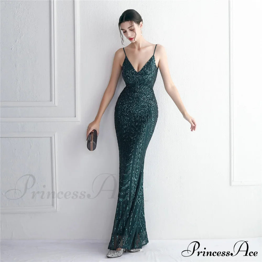 Taisia Formal Stylish Sequin Scroll Dress