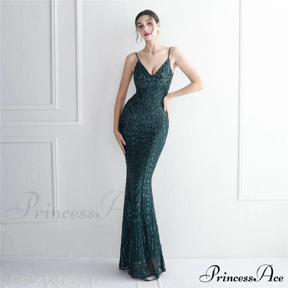 Taisia Formal Stylish Sequin Scroll Dress