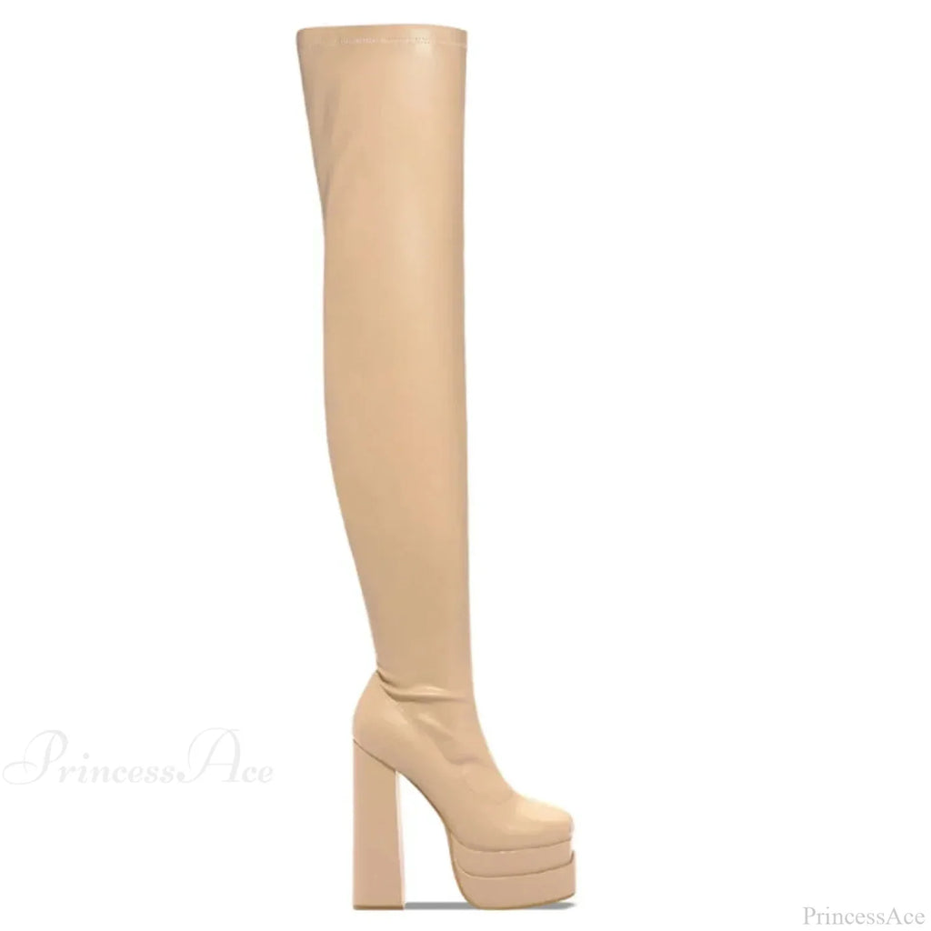 Tall Heeled Above The Knee Platform Winter Boot