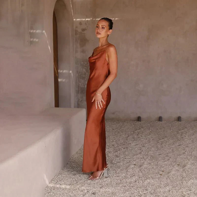 Elizabeth Timeless Satin Dress with an Open Back and Design Boutique Collection