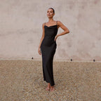 Elizabeth Timeless Satin Dress with an Open Back and Design Boutique Collection