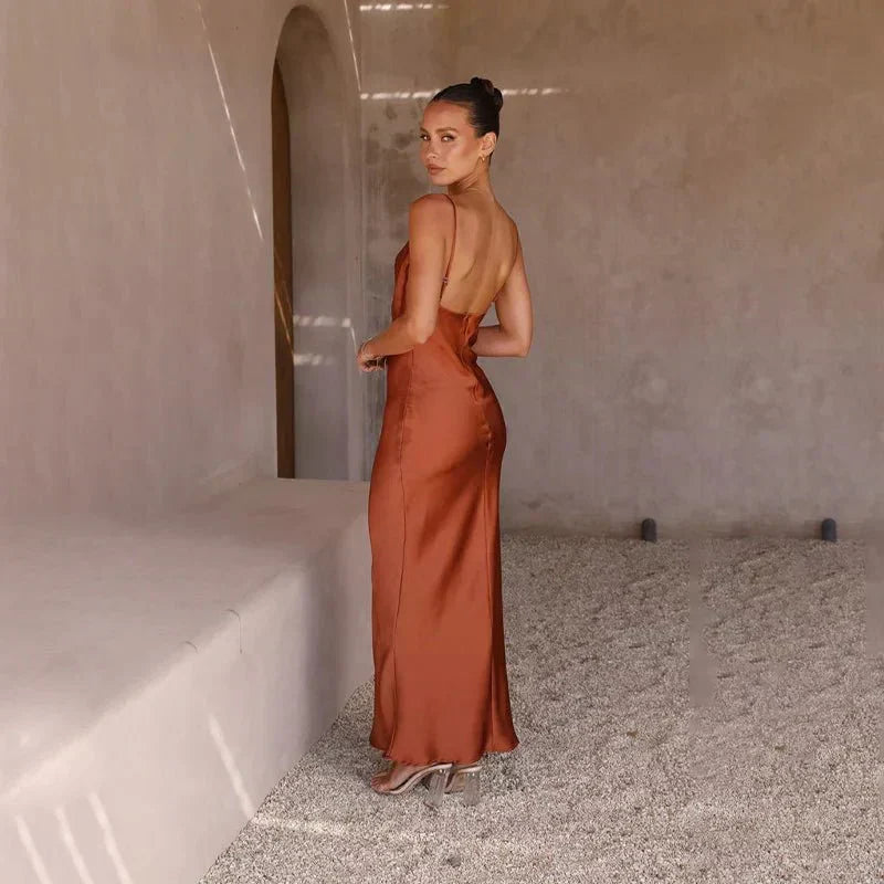 Elizabeth Timeless Satin Dress with an Open Back and Design Boutique Collection