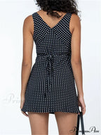 Dot Print Sleeveless V-neck Mini Dress