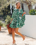 Tansy Cotton Rope Tie Ruffle Dress Green