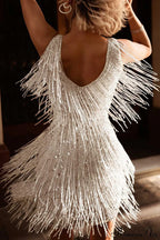 Tassel Sequin Tank Dress