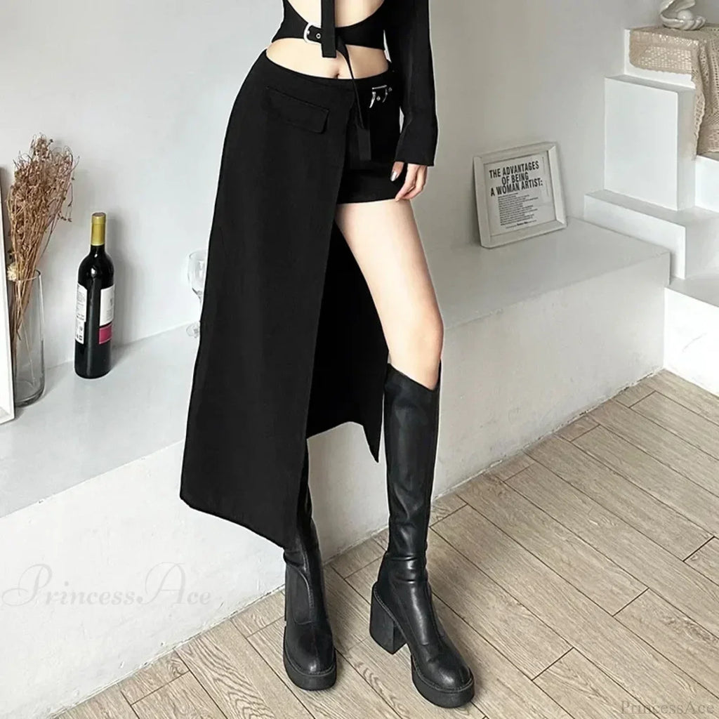 Techwear Patchwork Cargo Skirt