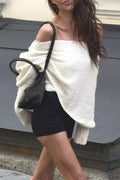 Terry Elastic Off Shoulder Double Layer Blouse