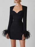 Thea Feather Bodycon Mini Dress