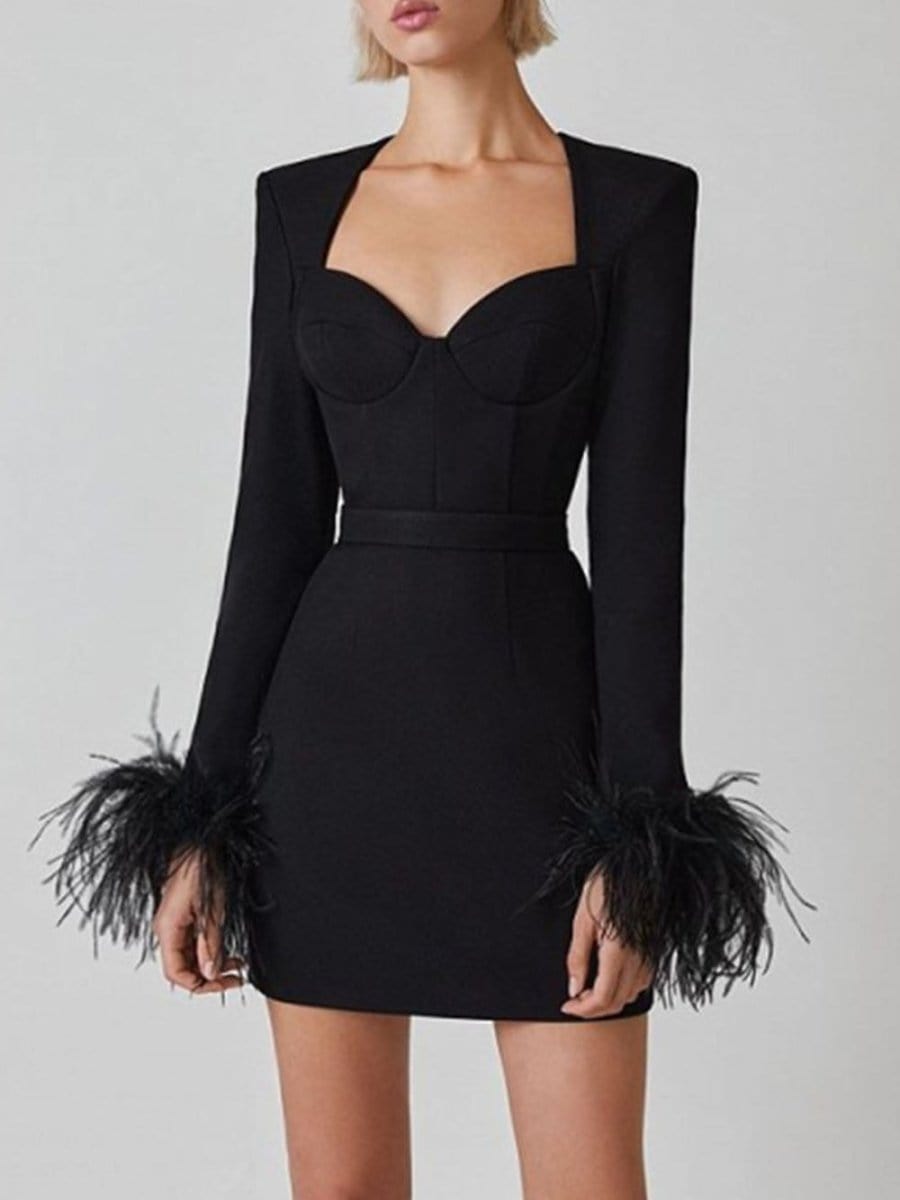 Thea Feather Bodycon Mini Dress