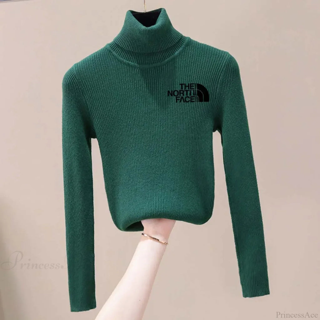 Thick Ribbed Sweater Cotton Turtleneck Knit Pullover Top