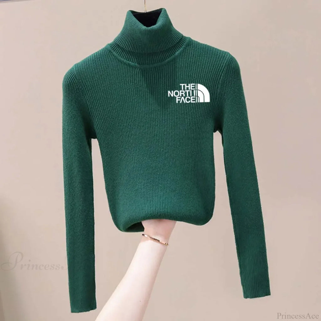 Thick Ribbed Sweater Cotton Turtleneck Knit Pullover Top