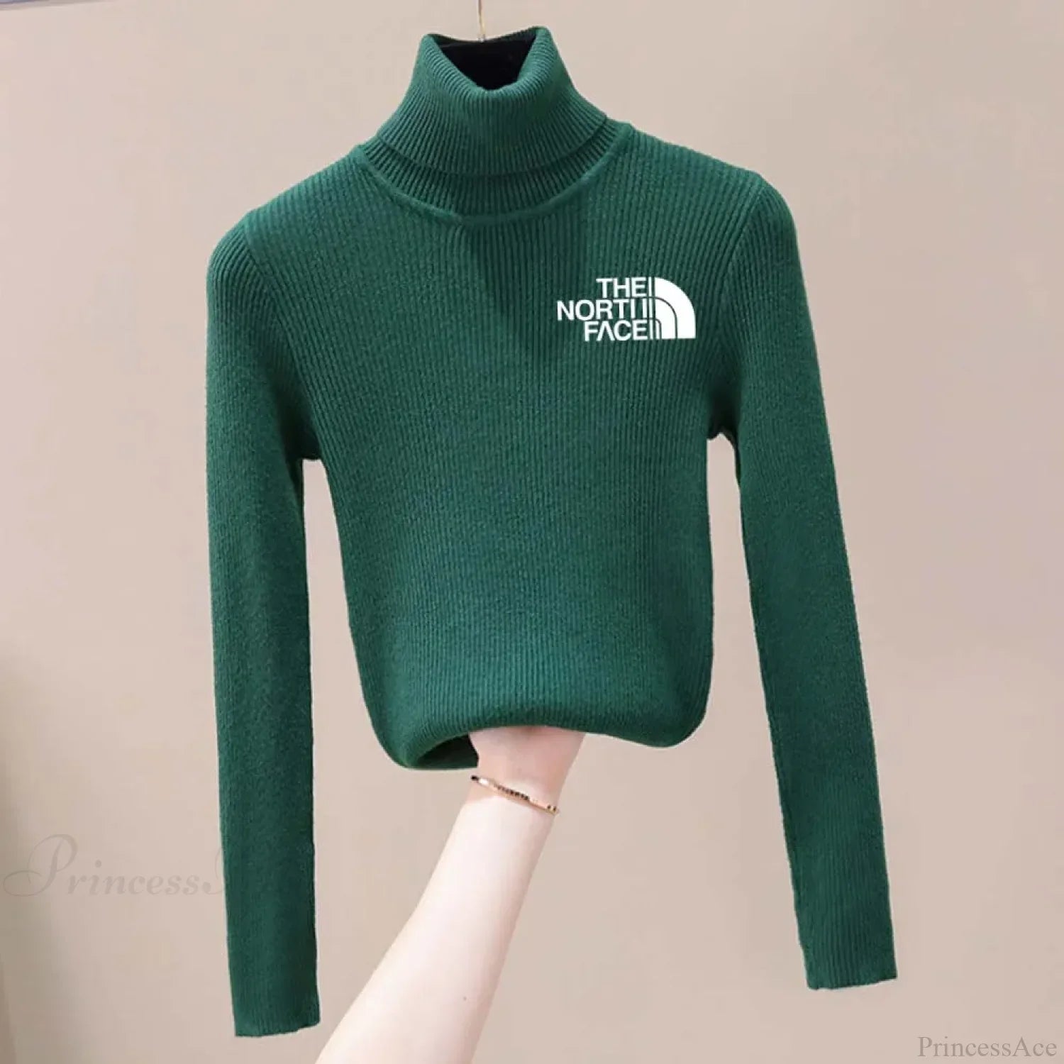 Thick Ribbed Sweater Cotton Turtleneck Knit Pullover Top