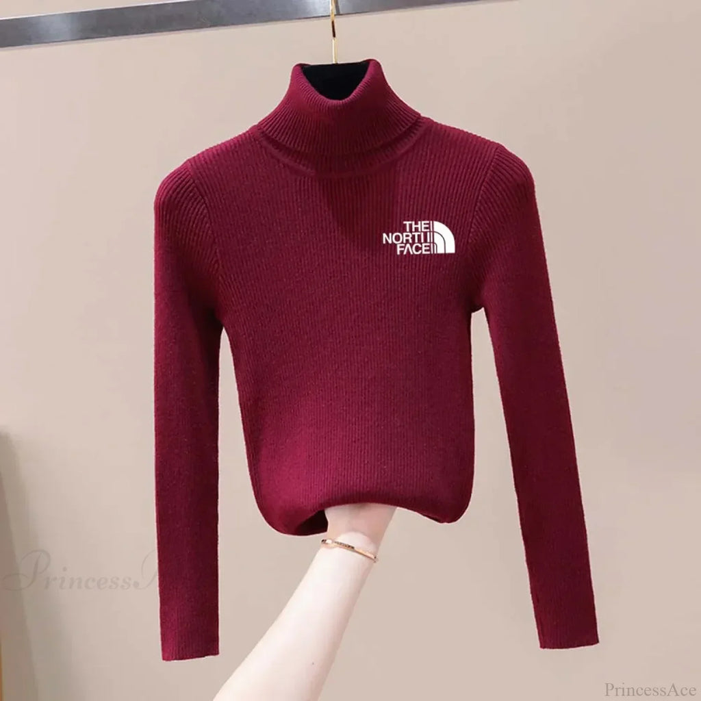 Thick Ribbed Sweater Cotton Turtleneck Knit Pullover Top