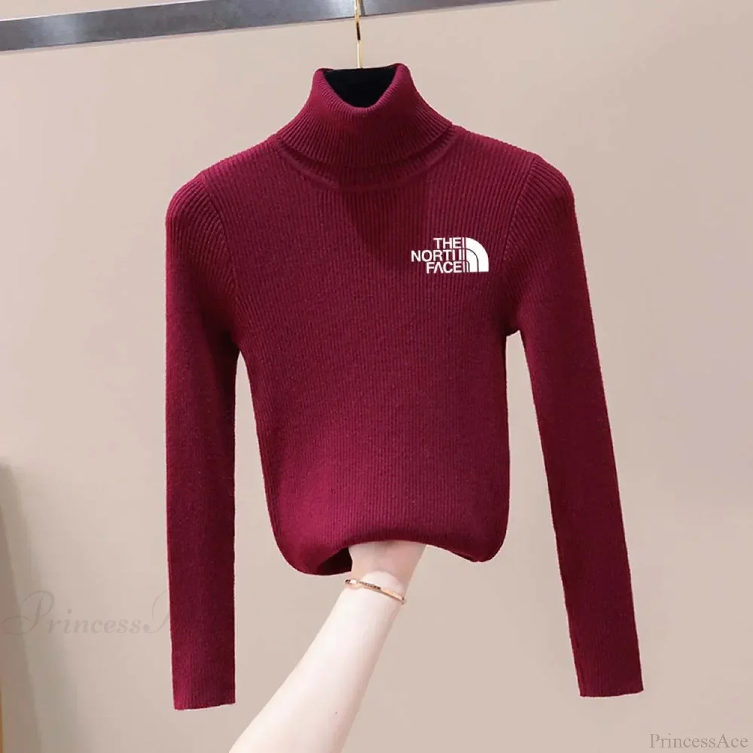 Thick Ribbed Sweater Cotton Turtleneck Knit Pullover Top