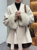 Thicken Woolen Lapel Double-Breasted Overcoat