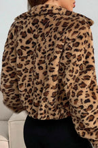 Thickened Short Leopard Print Relaxed Fuzzy Coat