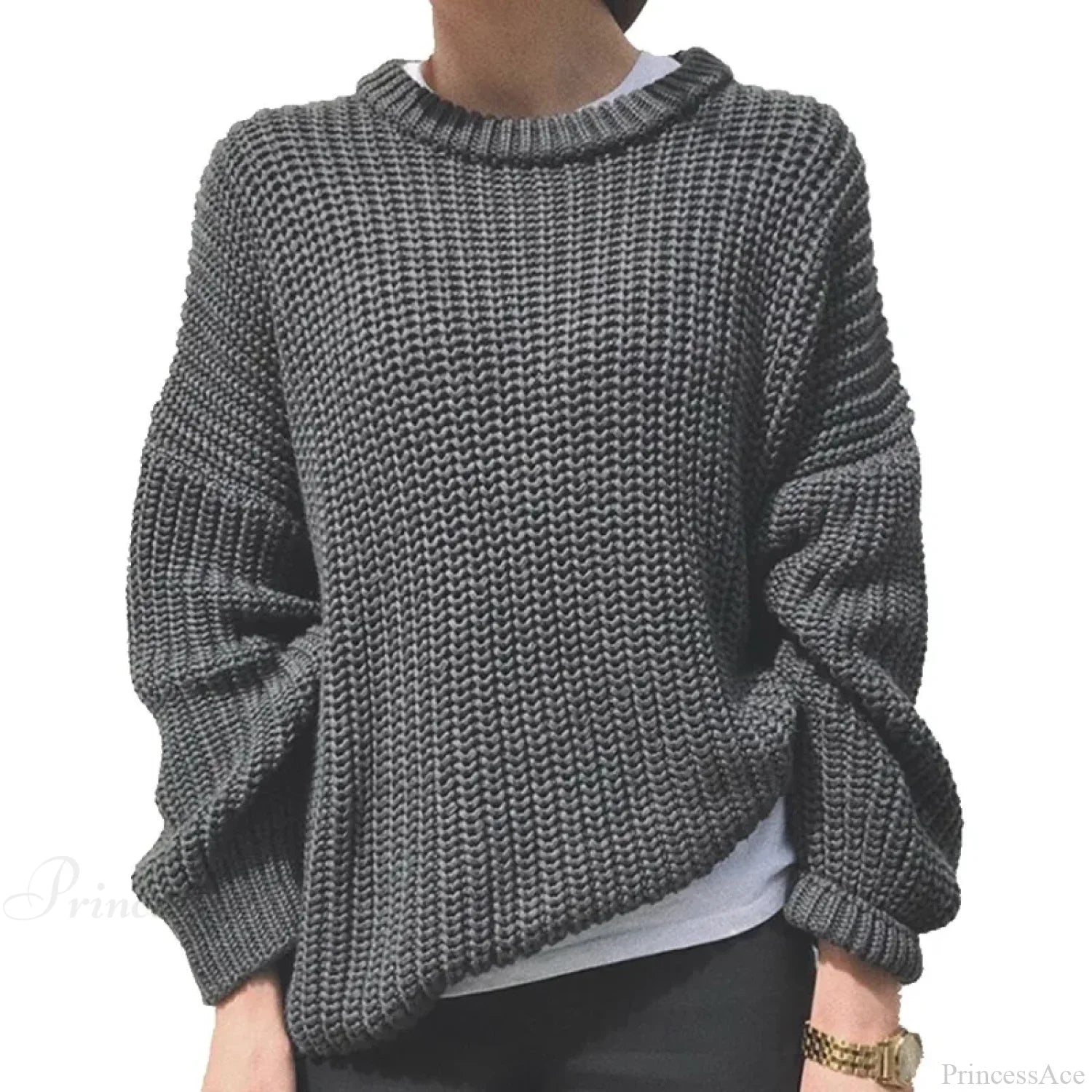 Three - Quarter Sleeve Elegant Khaki Sweater