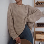 Three - Quarter Sleeve Elegant Khaki Sweater