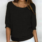 Three - Quarter Sleeve Elegant Purple Sweater