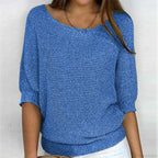 Three - Quarter Sleeve Elegant Purple Sweater