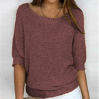 Three - Quarter Sleeve Elegant Purple Sweater