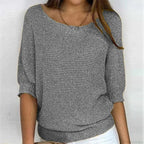 Three - Quarter Sleeve Elegant Purple Sweater