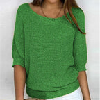Three - Quarter Sleeve Elegant Purple Sweater