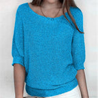 Three - Quarter Sleeve Elegant Purple Sweater