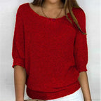 Three - Quarter Sleeve Elegant Purple Sweater