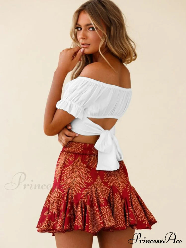 tie-back top crop short-sleeved ruffle women's Oktoberfest top