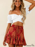 tie-back top crop short-sleeved ruffle women's Oktoberfest top