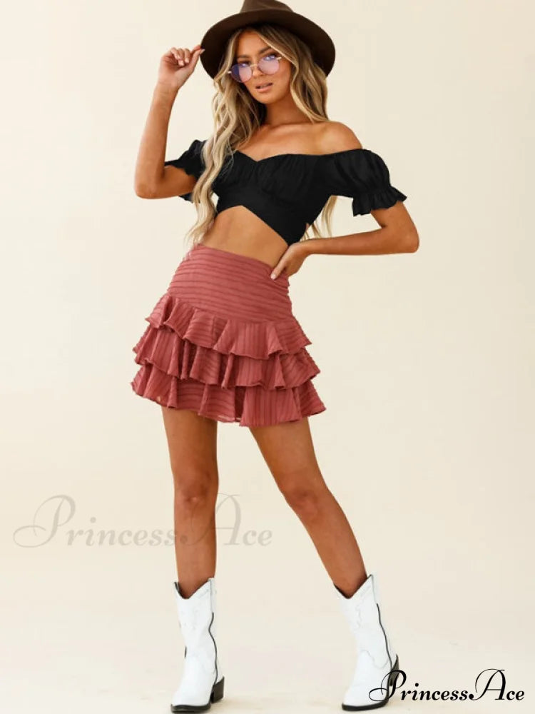 tie-back top crop short-sleeved ruffle women's Oktoberfest top