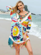 Tie Dye Tassel Beach Cover Up