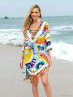 Tie Dye Tassel Beach Cover Up