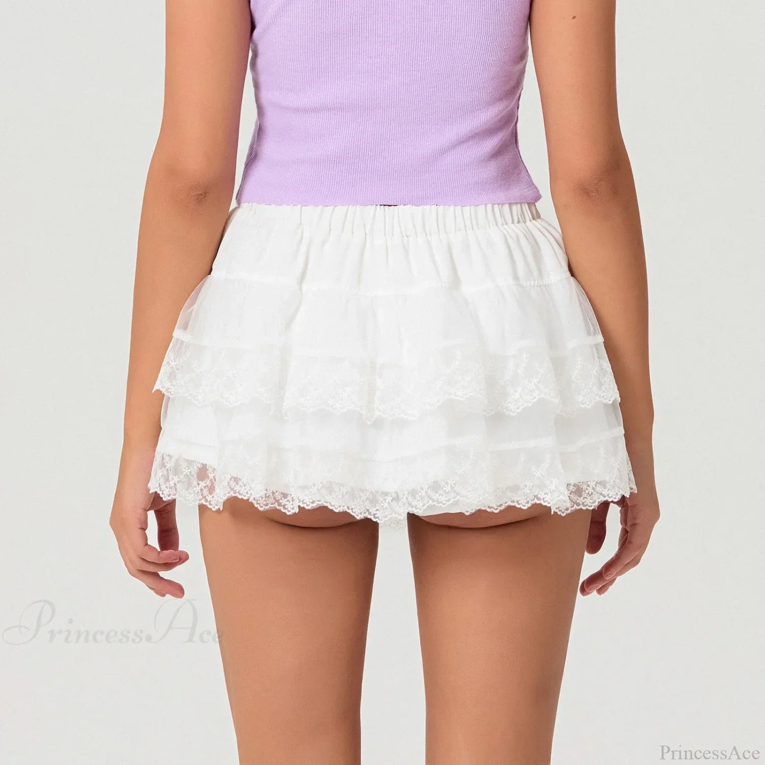 Tie-Up Bow Mesh Ruffle Skirt