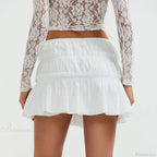 Tie-Up Front Ruched Mini Skirt
