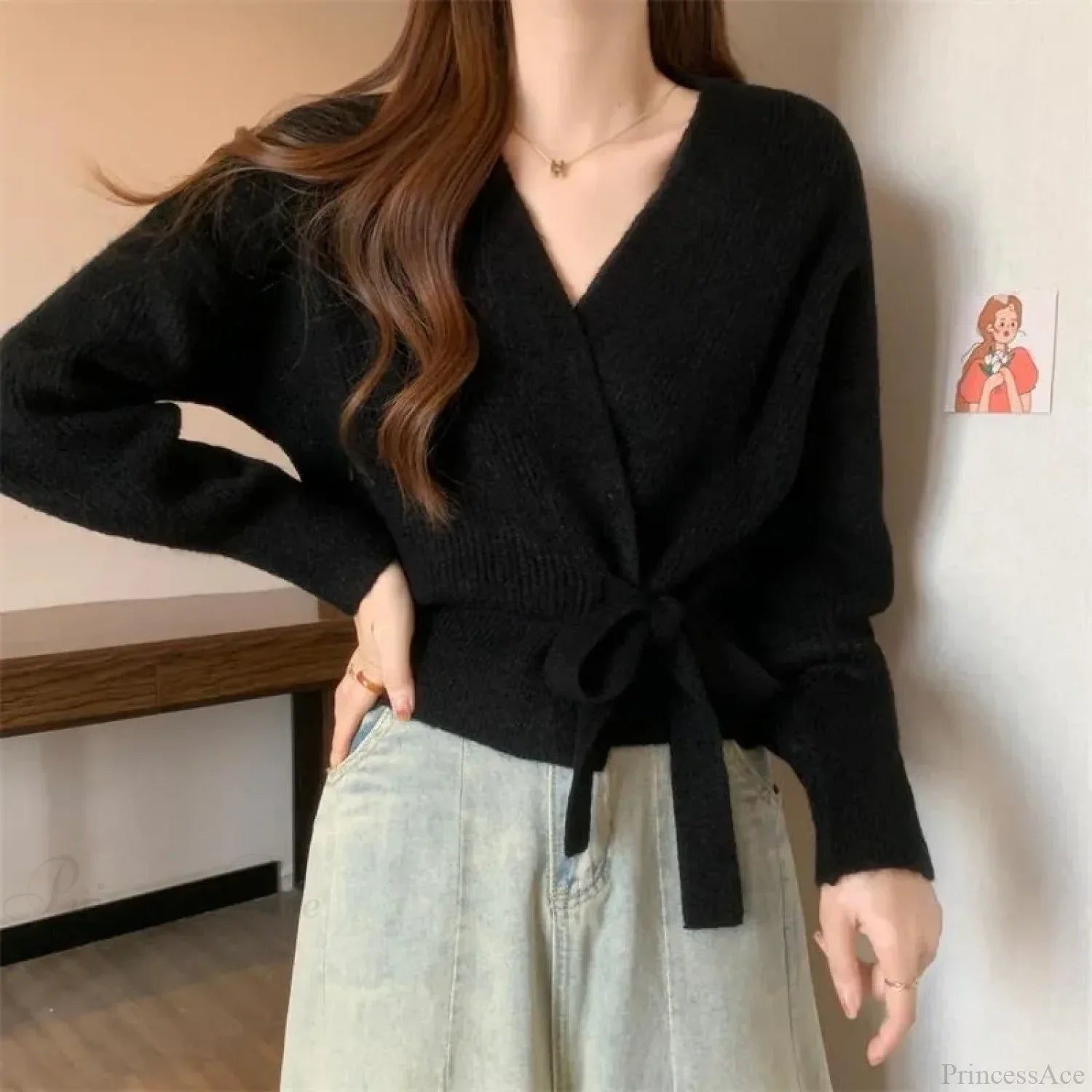 Tie-Up Waist Slimming Knit Cardigan