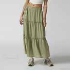 Tiered Bohemian Frill Trim Skirt