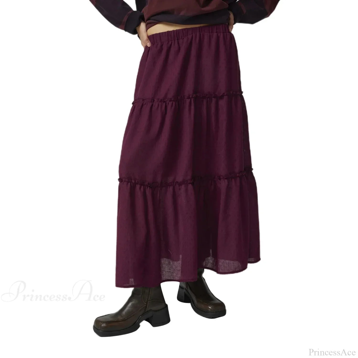 Tiered Bohemian Frill Trim Skirt