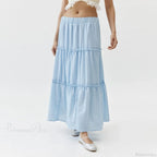 Tiered Bohemian Frill Trim Skirt