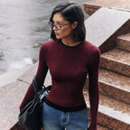 Tight Slim Long Sleeve O-neck Sweater