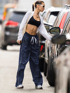 Stylish Lace-up Elastic Waist Wide Leg
