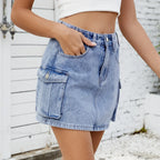 Tooling Pocket Washed Denim Skirt