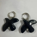 Tranquil Dove Ceramic Metal Circle Hoop Earring