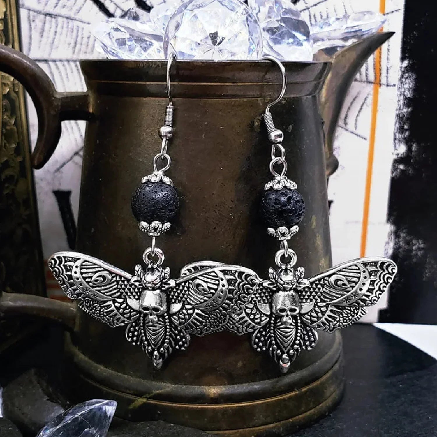 Tranquil Dove Ceramic Metal Circle Hoop Earring