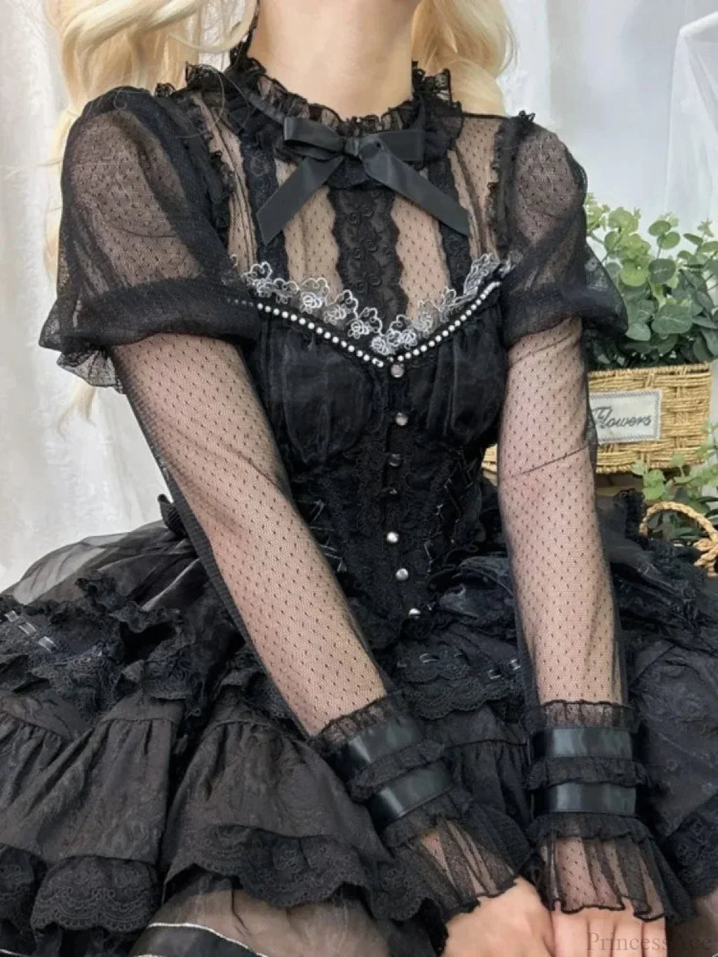 Transparent Embroidered Lace Top