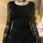 Transparent Lace Backless Knitted Top